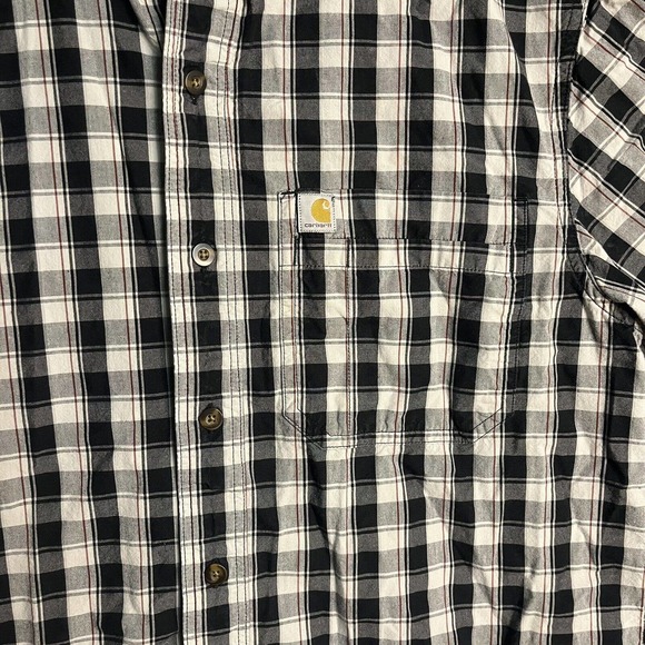 Carhartt Relaxed Fit Men Shirt Size Medium Blue Plaid Button Up Cotton Workwear. - Picture 2 of 7